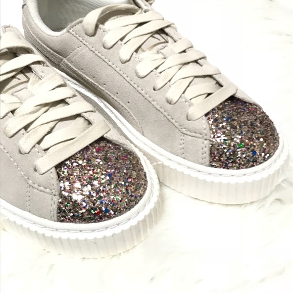PUMA Suede Platform Crushed Gem & Grey Shoes - Picture 2 of 5